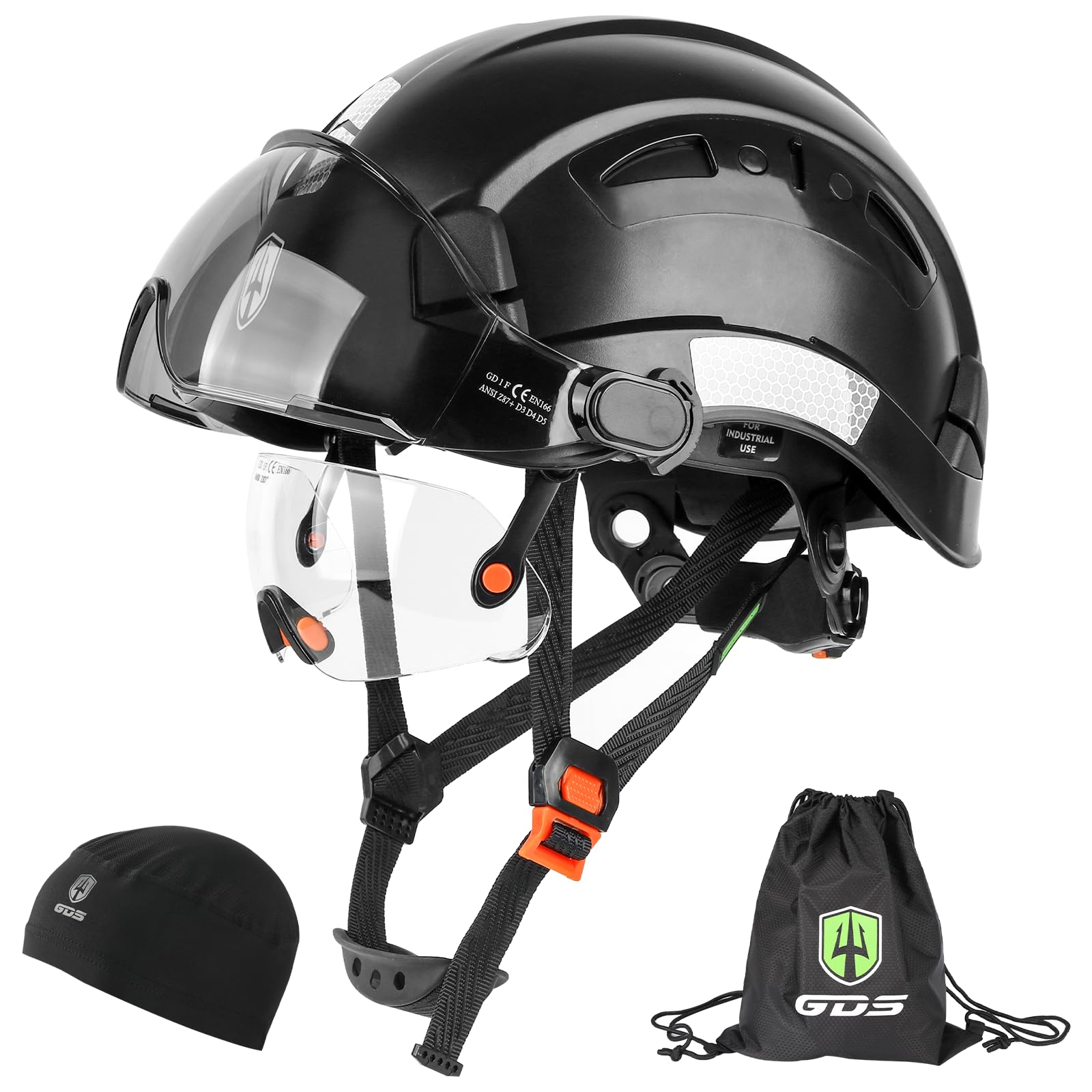 Photo 1 of GREEN DEVIL Safety Hard Hat with Tinted & Clear Visor Vented Construction Helmet Cascos de Construccion ABS Work hardhats for Men