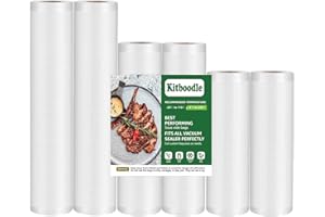 Kitboodle Vacuum Sealer Bags, 11" & 8" & 6" Each 2 Rolls, Rolls Heavy Duty Food Saver Rolls, Commercial Grade Food Vac Bags f