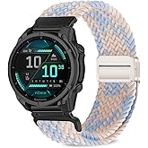 VanHooc Quickfit 20mm Magnetic Braided Watch Bands Compatible with Garmin Fenix 8 AMOLED-43mm/Fenix 7S Pro/Fenix 7S/Fenix 6S Pro,Replacement Nylon Sport Strap for Descent Mk3S/Mk3i