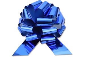 FORBINBO 2 Pcs Large Ribbon Pull Bow - 12" Wide, Big Gift Bows for Cars Decor, New Houses, Gift Basket, Presents, Wreath, Decoration, Office (Blue)