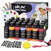 Colorful Fabric Paint Set for Clothes,26 Colors 1 Fl Oz Paint for Kids | Soft, washable, non-toxic kids&rsquo; fabric paint for shirts, totes, shoes and crafts, with brushes and palette included.