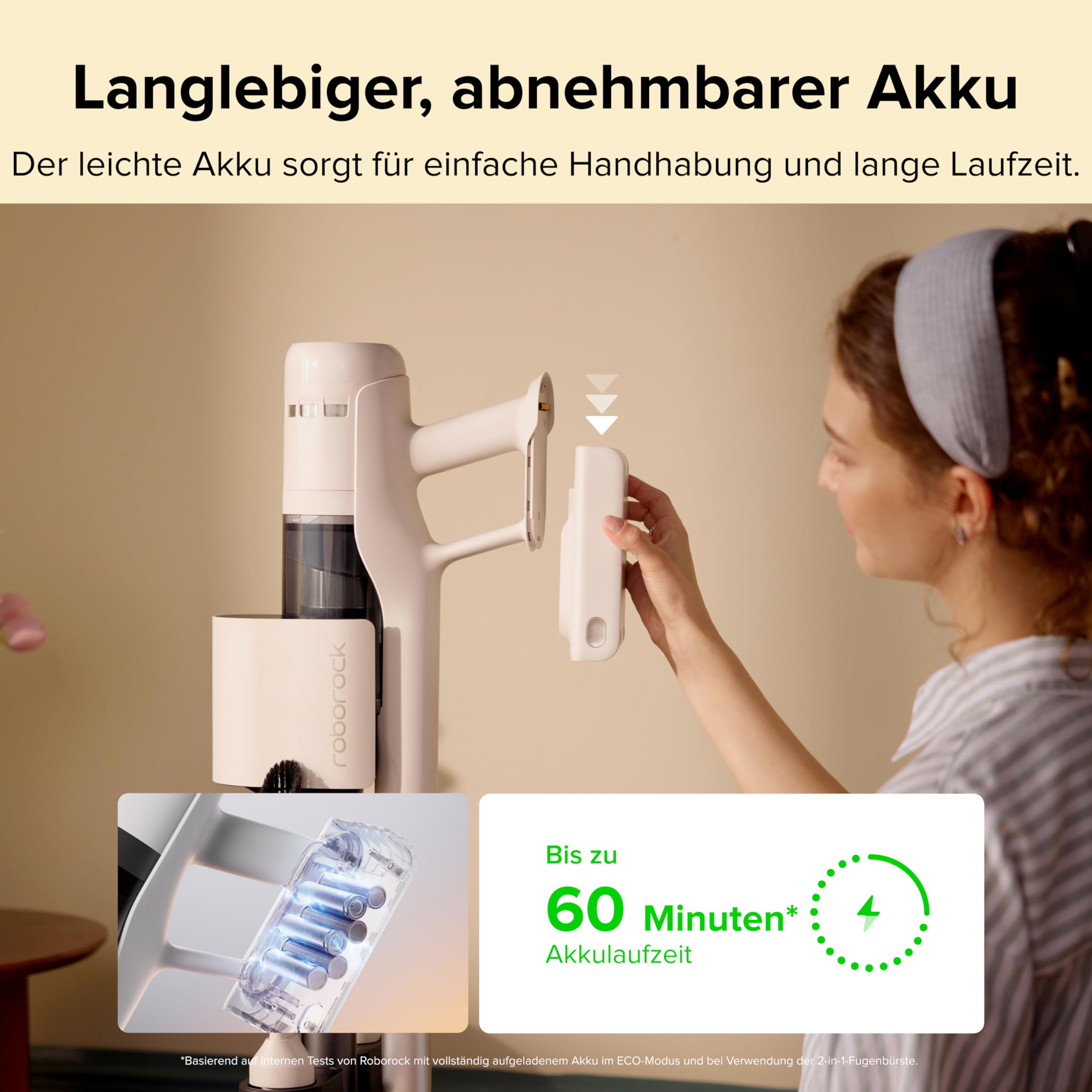 roborock H60 Hub Akku Staubsauger mit Absaugstation, 27000Pa/300W/60 Min Akkusauger mit Absaugstation, Staubsauger kabelos mit Anti-Tangle Bürste für Teppiche, Hartböden, Tierhaare, Auto 4