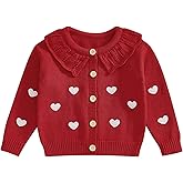 Aiwpstoin Toddler Baby Girl Heart Cardigan Sweater Long Sleeve Button Up Knitted Jacket Coat Knitwear Spring Clothes