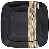R-kay Black And Gold Plates For Party - 40 Pack - 10.25 Inch And 7.5 Inch - Heavy Duty Disposable Plates