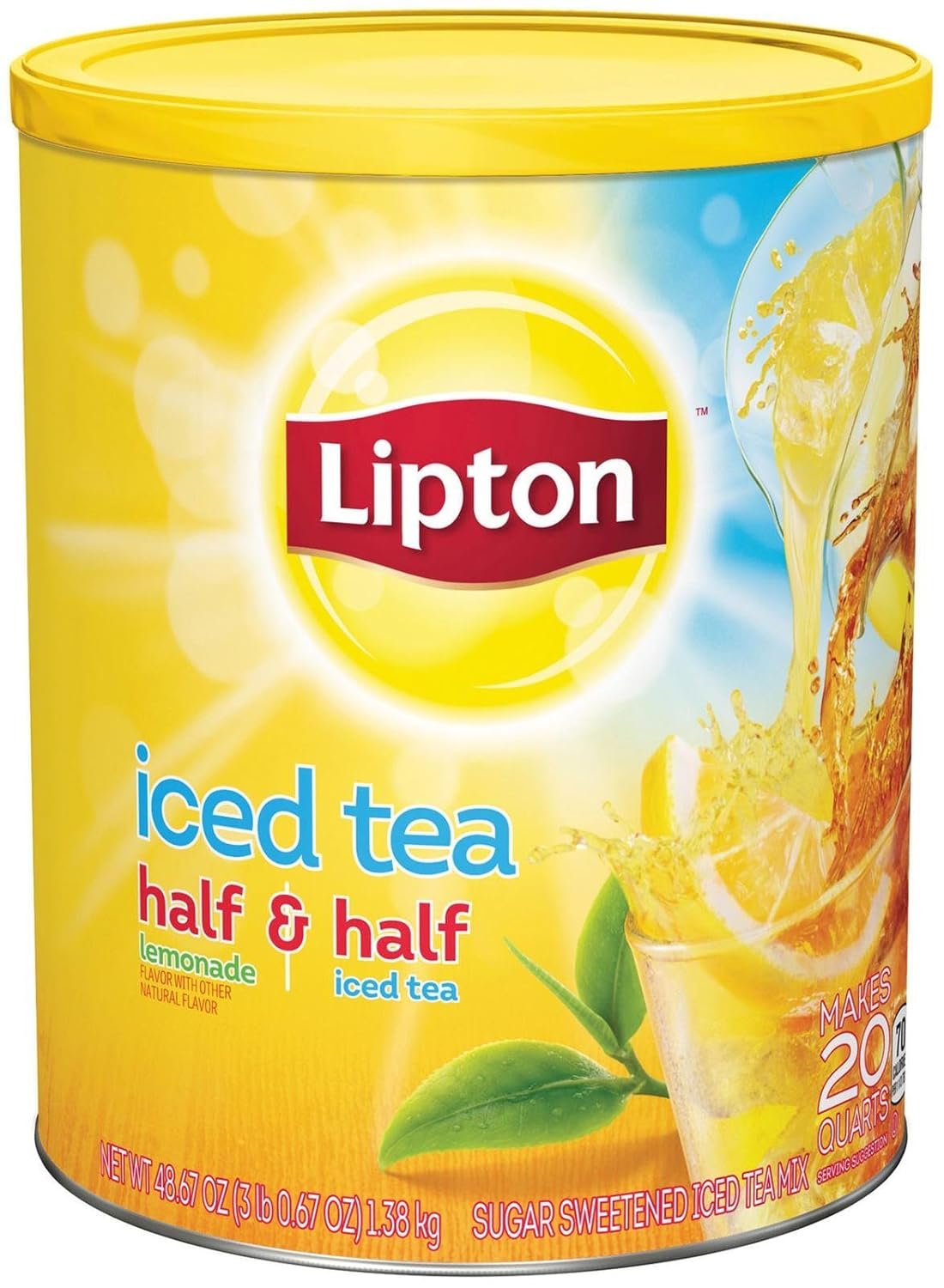 Lipton Iced Tea Half & Half Lemonade & Iced Tea Drink Mix 1.38kg Tub Makes 20 Quarts Amazon.co