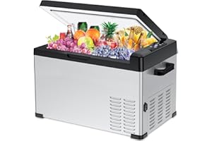 YEMENREN 12V Car Refrigerator Portable Fridge Freezer Electric Plug in Cooler with AC/DC Adapter for Car Truck RV Camping Travel Road Trips Grocery Shopping Vehicle Home - 32QT/30L