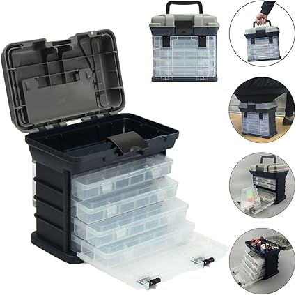 Amazon Com Zanlure 4 Layer Fishing Tackle Box Lures Storage