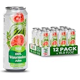 VINUT 100% Watermelon Juice, No Added Sugar, Not From Concentrate, 16.9 fl oz (500 mL) Can, Pack of 12