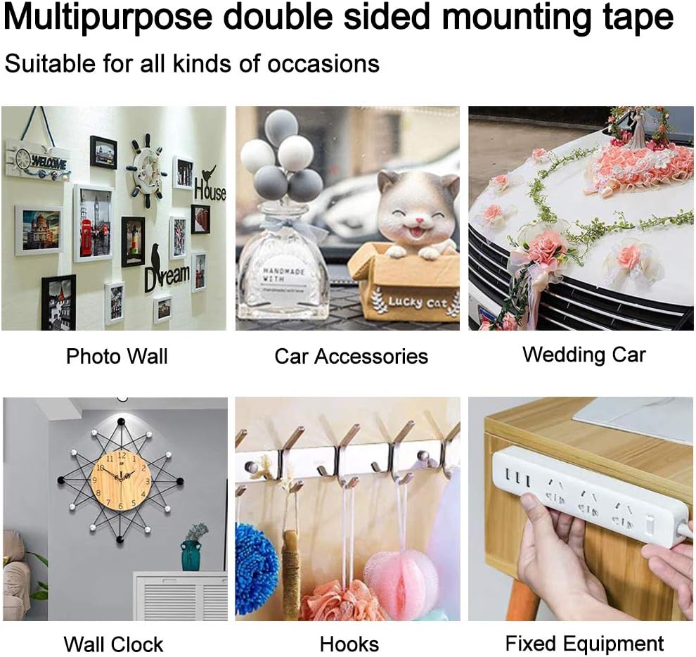 Nano Double Sided Tape, Removable Clear Gel Grip Tape (2Rolls, Total 19.7FT), Reusable Traceless Transparent Sticky Adhesive Tape,Non-Slip Mounting Tape for Carpet, Photo/Poster, Home and Office Use: Industrial & Scientific