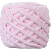 Plush Chenille Chunky Yarn for Crocheting 100g(54.6yd) - Bulky Thick Fluffy Yarn for Knitting- Soft Velvet for Baby, Blanket Knitting Blanket Yarns- Amigurumi Yarns (Pink)
