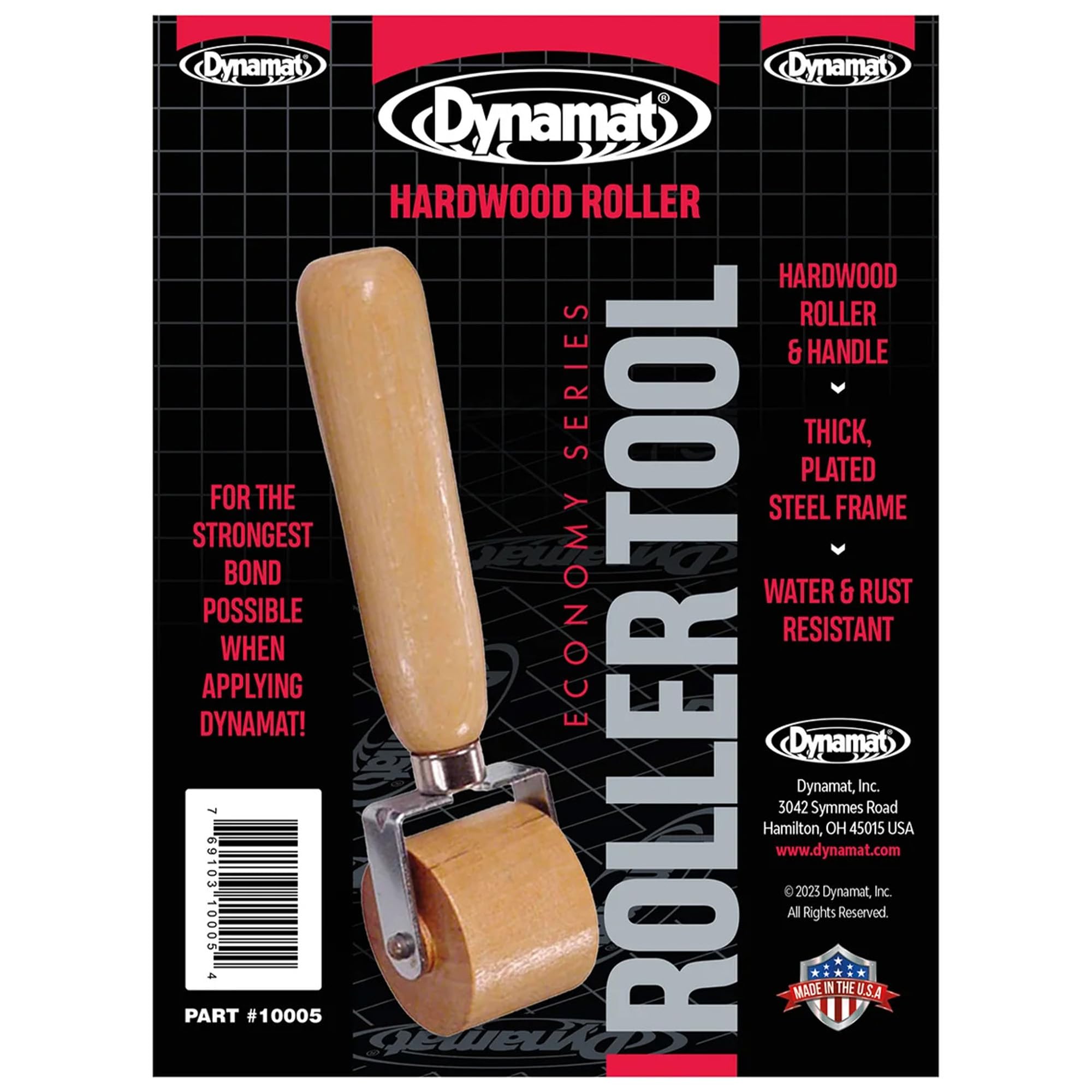 Dynamat 10005 Dyna-Roller Economy Hardwood Sound Deadener Installation Tool with Wood Handle Roller