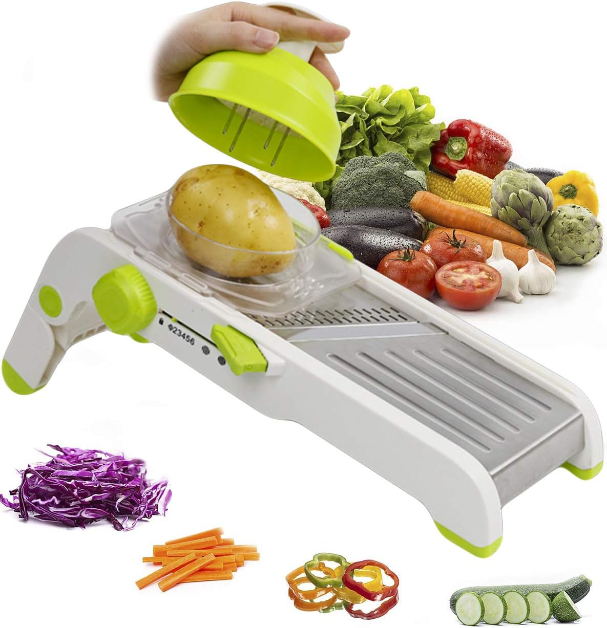 KLEVERISE Mandoline Slicer Vegetable Slicer Cutting Grater Adjustable Multi-Blade Slicer Fruit Onion Potato Cutter Stainless Steel