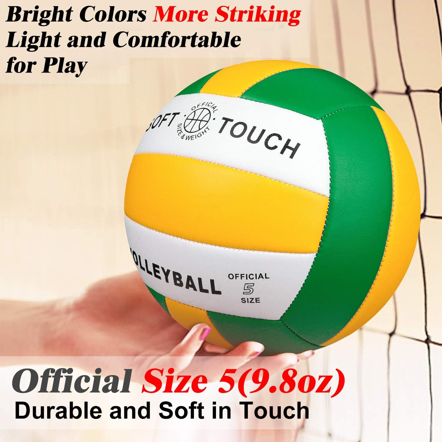 Wisdom Leaves Beach Volleyball Soft Touch Volleyball for Outdoor/Indoor Games Official Size 5 : Sports & Outdoors