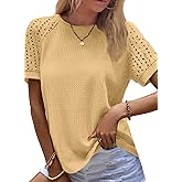 SHEWIN Women's Waffle Knit Tops Summer Business Casual Dressy Shirts 2026
