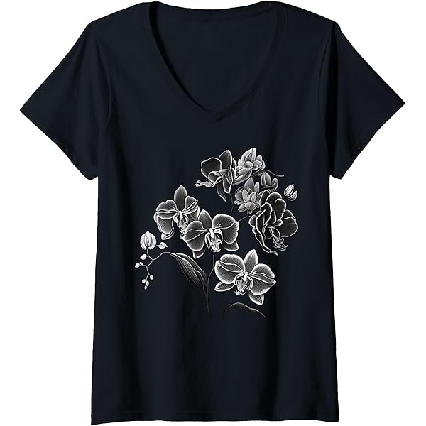 Flower サイン入りTシャツ Amazon.com: Simple Orchid Flower on Black and White Orchid T-Shirt