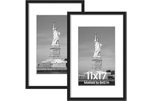 ENJOYBASICS 11x17 Picture Frame, Display Poster 8x12 with Mat or 11 x 17 Without Mat, Wall Gallery Photo Frames, Black, 2 Pack