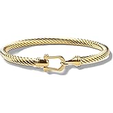 HX SHARE Twisted Cable Bracelet Stylish Fine Stainless Steel Cable Cuff Bracelet with Hook Clasp Bracelets Jewelry for Women