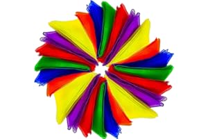 Lolakee Juggling Scarves for Kids play 24 Pcs Upgraded Dance Scarves for Babies Toddlers Children Movement Square Silk Colorful Music Dancing Scarf Rhythm Band Rainbow scarves Pro (6 Colors,24" x 24")