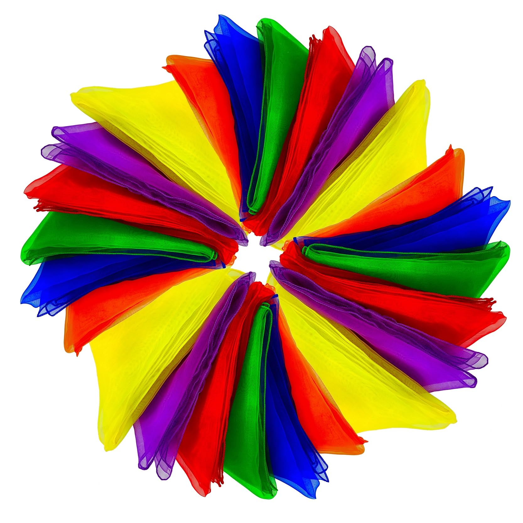 Juggling Scarves for Kids play 24 Pcs Upgraded Dance Scarves for Babies Toddlers Children Movement Square Silk Colorful Music Dancing Scarf Rhythm Band Rainbow scarves Pro (6 Colors,24