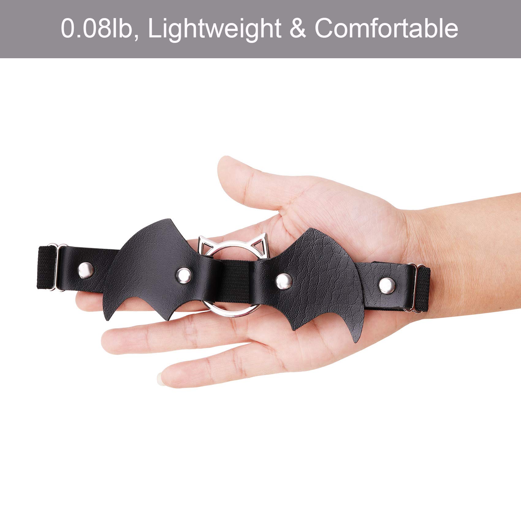 alisikee 2pcs Adjustable Leather Leg Garter, Bat-Shaped Elastic Punk Thigh Garter for Women and Girls
