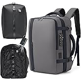 Fanwoli Vacuum Travel Backpack, Carry On Luggage with TSA Lock & Anti Theft Zipper, Expandable Airback with Compression Pump, Waterproof Laptop Bag Ideal for Flight & Business