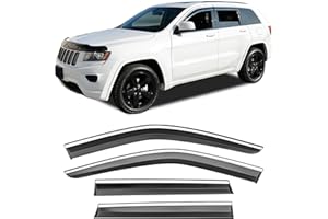 HOPE YOU READY Shatterproof Taped-On Window Deflectors for Jeep Grand Cherokee 2011-2021 with Chrome Trim, Rain Guards, Window Visors for Car, Vent Deflector, 4pcs