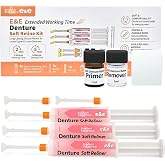 E&amp;E Extended Working Time Denture Soft Reline Kit &ndash; 2-Minute Working Time, 5-Minute Setting Time, Long-Lasting Silicone Reliner for Loose Upper &amp; Lower Dentures