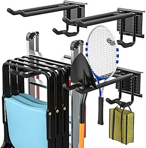 TORACK Garage Double Hooks Heavy Duty Wall Mounted Holds Garden Tools, Ladder, Shovels, Rakes, Hoses, and Power Tools (2 Pack)