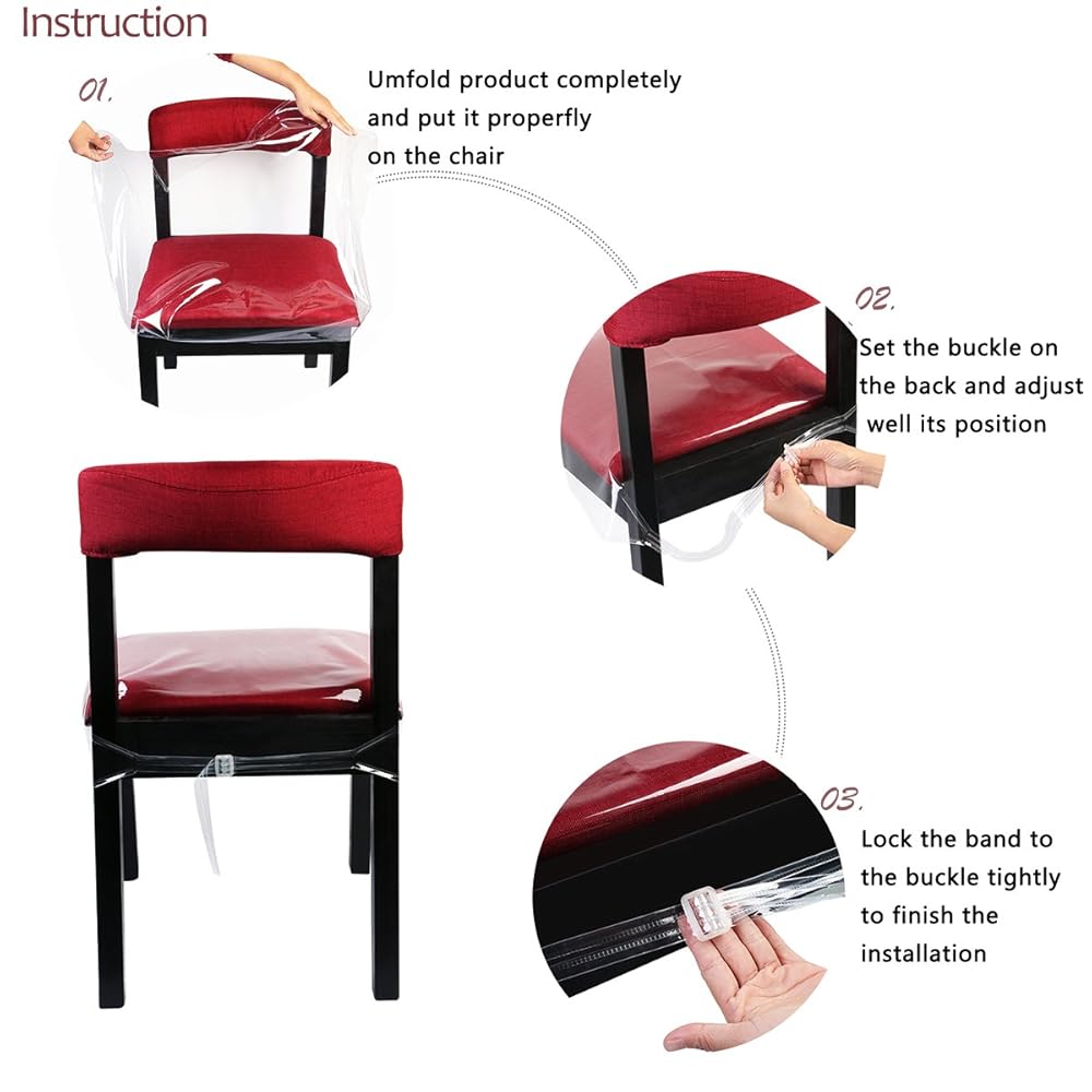 Chair Protector Waterproof PVC Dining Chair Covers Removable, Pack of 2