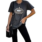 Uusollecy Womens Leopard Printed T Shirt Summer Short Sleeve Shirts Loose Casual Tops Crewneck Tee Top Blouses