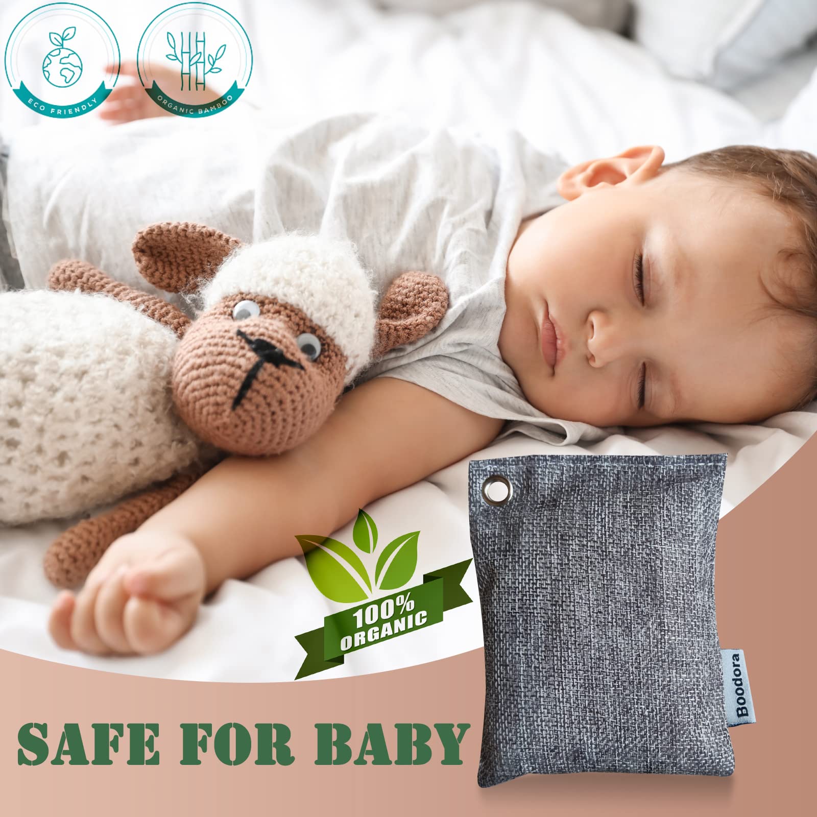 15 Pack Bamboo Charcoal Air Purifying Bag,Activated Bag Odor Absorber,Shoe Deodorizer,Smell Eliminator,Natural Pet-Friendly Freshener for Home,Car,Closet,Basement,Pets(Beige), Gray