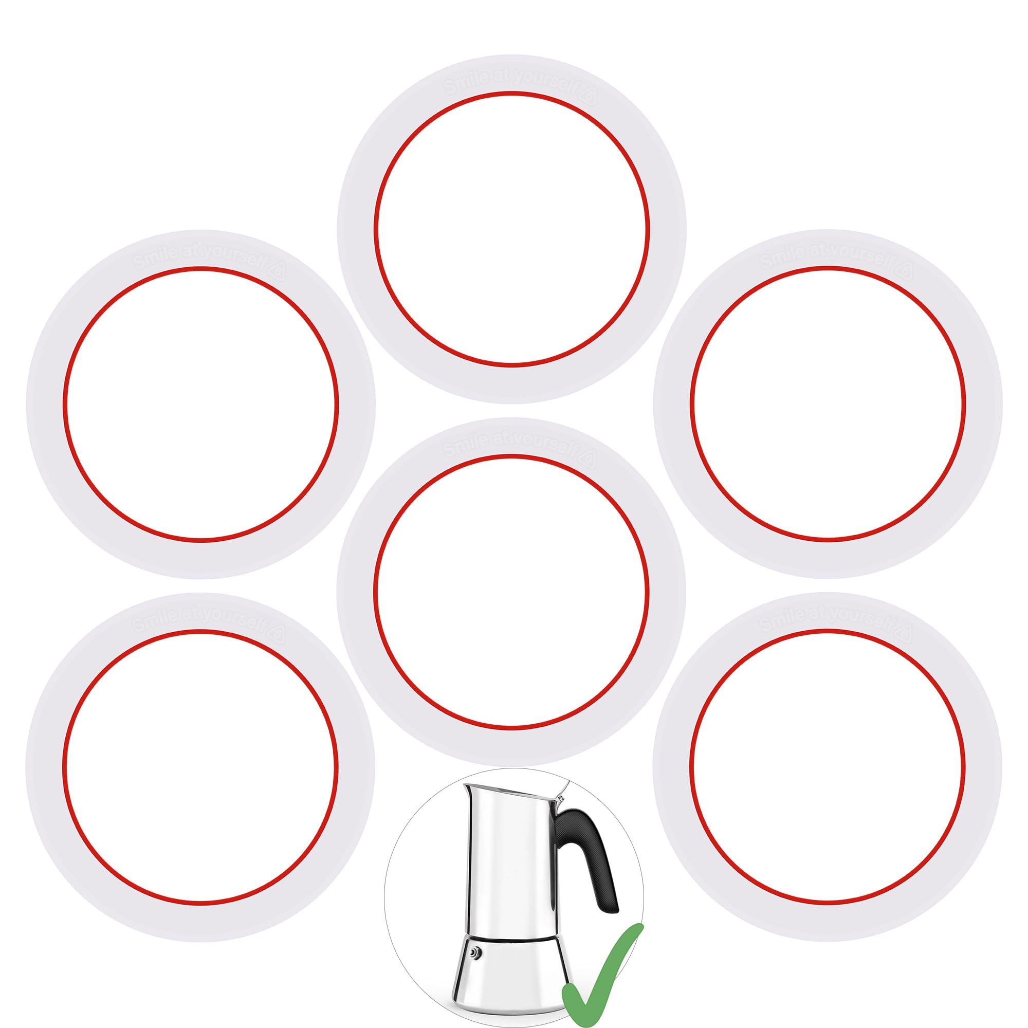 Photo 1 of [UPGRADED] Sealing Gasket for Bialetti New Venus Induction 6 Cups (7.9Oz 235ML) Stovetop Espresso Maker - 6 PCS Silicone Seal Ring for Venus Kitty Musa Class Stainless Steel Stovetop Coffee Maker Pots