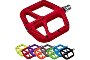 BOWOD MTB Pedals Flat Mountain Bike Pedals Adult, Light and Wide Nylon Composite Bicycle Platform Pedal w Grippy Pins, 9/16" Cr-Mo Spindle 2 Bearings, Clipless Pedals for BMX Gravel Road E.Bike 9/16"