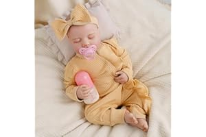 Jirachi Realistic Reborn Baby Dolls, 18-Inch Newborn Soft Body Real Life Sleeping Baby Girl, Lifelike Reborn Baby with Toy Accessories for Girls Yellow
