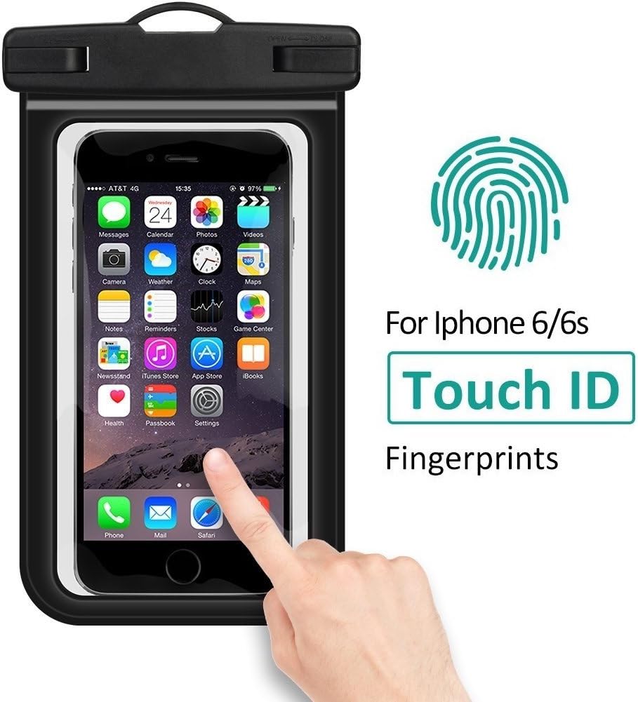 Universal 100% Waterproof Case with Super Sealability Technology CellPhone Dry Bag Pouch with Sensitive TPU Touch Screen for iPhone,Samsung,HTC,LG,Sony,Nokia,Motorola up to 6.0" diagonal (Black)