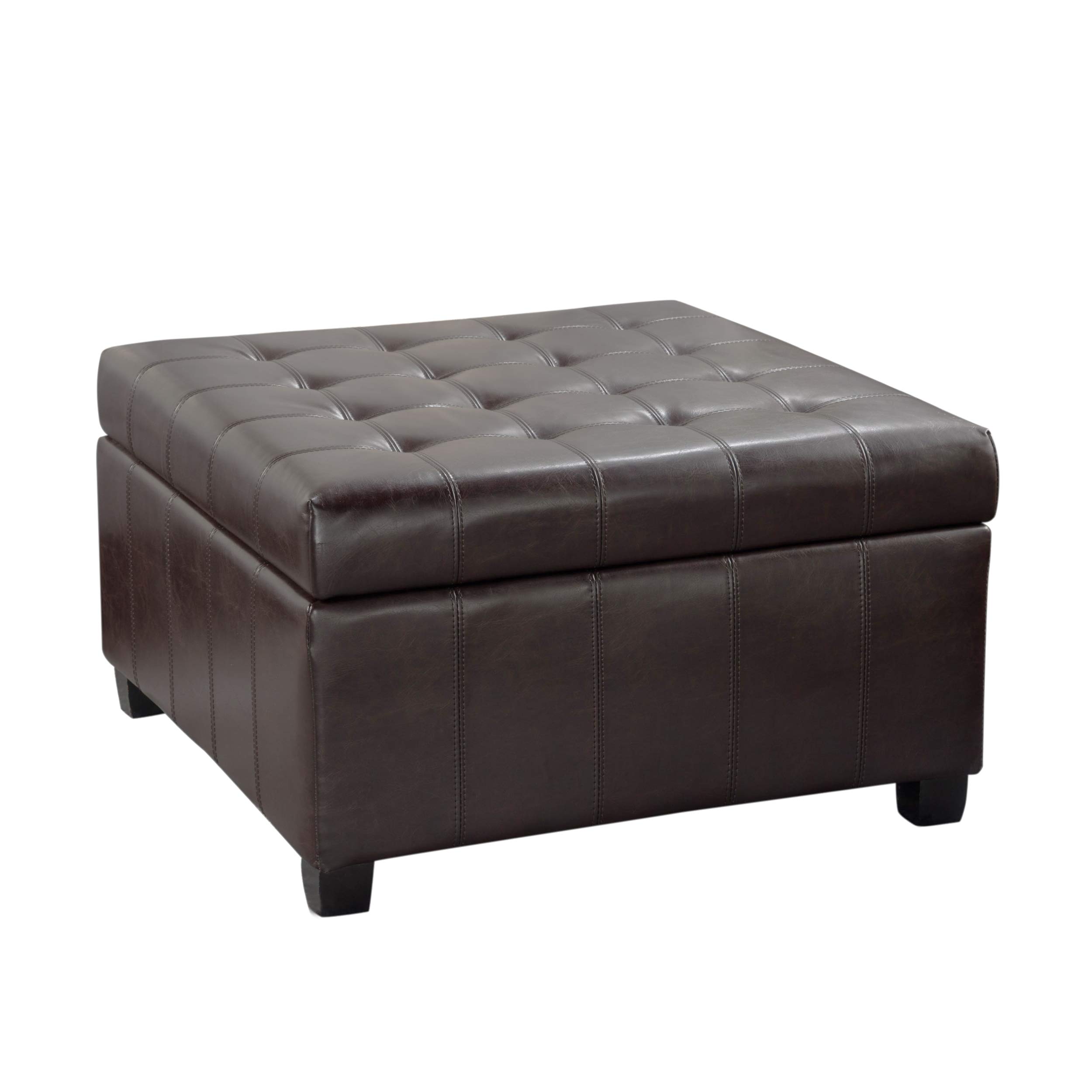 Photo 1 of Christopher Knight Home Alexandria Bonded Leather Storage Ottoman, Marbled Brown , 31” x 31”x 18.6”