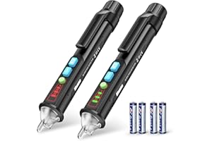 2 PCS AC Non-Contact Voltage Tester Pen, Christmas Light Bulb Tester Tool with Sound & Light Alarm, Electric Tester Pen with Flashligh, Live Wire Detector 12/48V~1000V, Urwise 2024-Upgrade