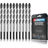 10-Piece 1/4" Masonry Drill Bits for Tile Glass Ceramic Wall Brick Stone Soft-Metal Wood, 1/4 Inch Concrete Drill Bits Cement Drill Bit Set, 3-Flat Shank, YG8 Carbide Tungsten Steel Alloy Tip 6mm