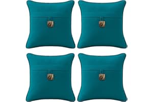 Supdurplus Outdoor Sunbrella Decorative Pillows with Coconut Button Pack of 4, 18" x 18" Outdoor Pillow Set for Couch Bed Throw Patio Sofa, Spectrum Peacock