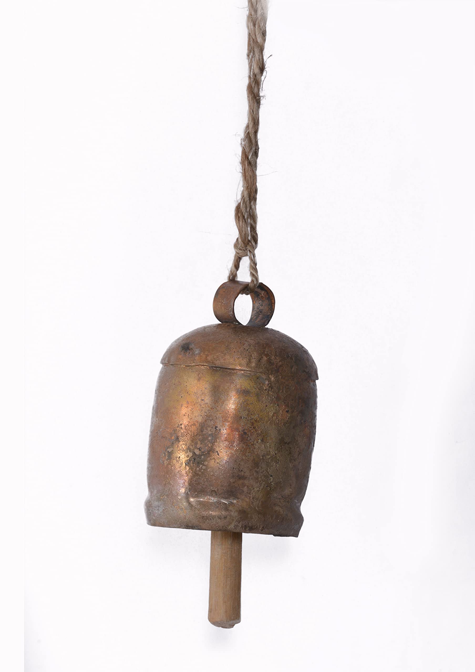 De Kulture Bell Metal Cow Bell Large Hanging Wind Chime for Home Garden Balcony Decor Ideal for New Year Anniversary Birthday Party decoration (Brown), 4.5 x 10 (DH) Inches