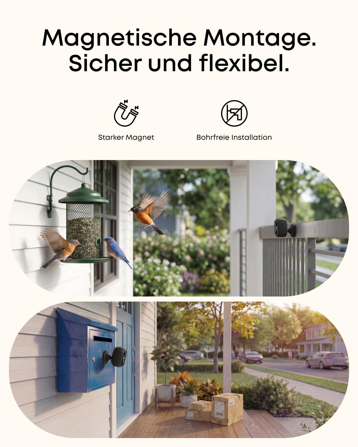 eufy eufyCam C35, Kabellose Überwachungskamera Außen & Innen, Magnetische Halterung, Farbnachtsicht, Lokaler Speicher, IP67 Wetterfest, Solarpanel-Kompatibel, Ohne ABO, Schwarz 2