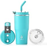 Ideus Insulated Tumbler with Lid and Straw 18 oz, Stainless Steel Double-Wall Vacuum Leak-Proof Travel Coffee Mug, Cup Holder Friendly, Sky Blue