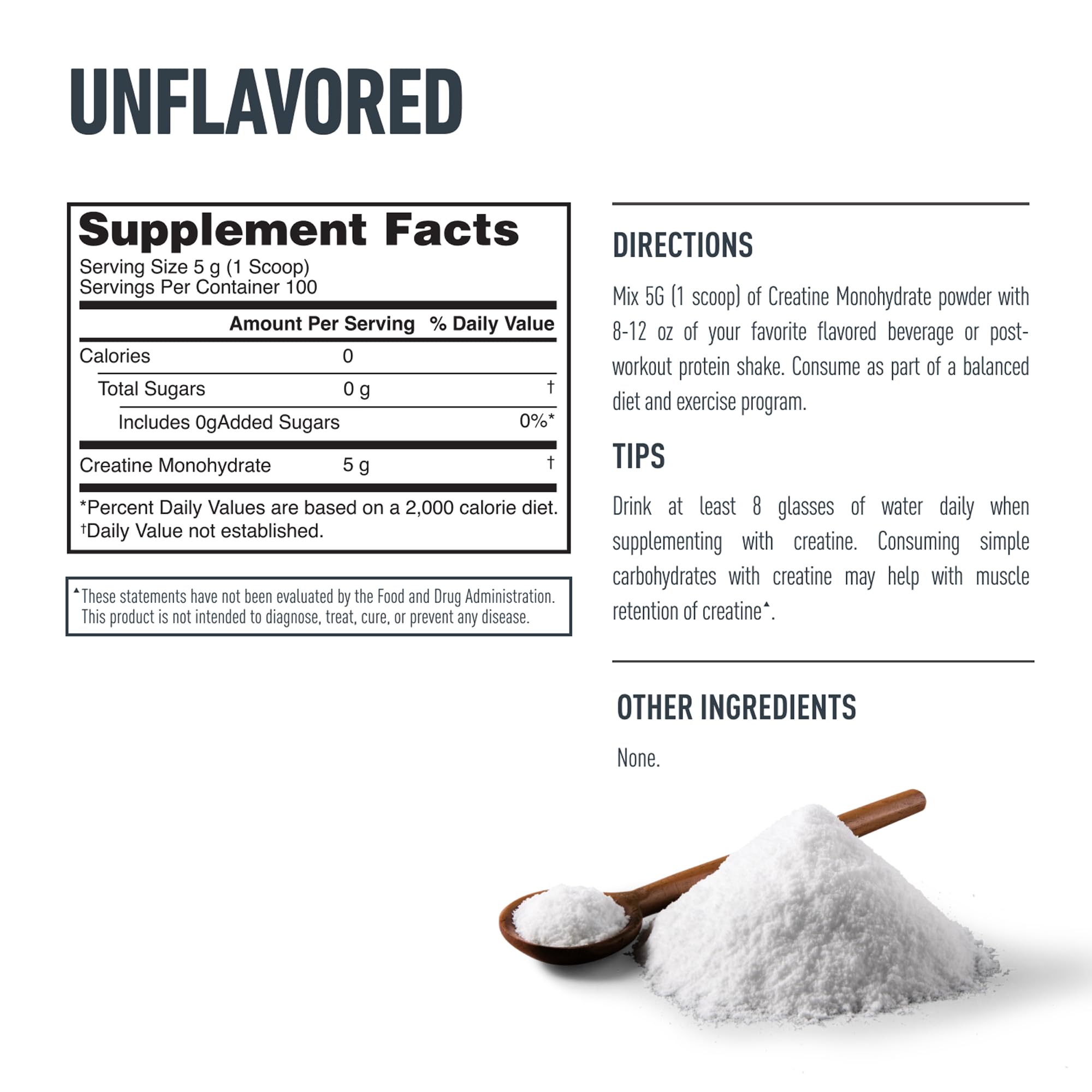 Isopure 100% Pure Creatine Monohydrate Powder, Sugar Free, Unflavored, 5g Creatine Monohydrate Per Serving, 1.1 Lbs, 100 Servings (Packaging May Vary)