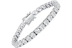 Wm Wonder Mojo Moissanite Tennis Bracelet,10.5-14 Carats Lab Grown Diamond Tennis Bracelet for Women 18k White Gold Plated 925 Sterling Silver Men's Bracelet 3-4mm D Color VVS1 Round Cut Moissanite Bracelet for Women Men Jewelry Gift