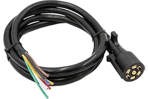 PEAKTOW PTT0044 Heavy Duty 7 Pin 8 Feet Trailer Plug Inline Cord with Double Prongs Connector