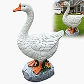 HISUMER Porch Goose Statue Cygnus Large White Porch Goose Big Resin Garden Lawn Yard 20 inches High Figurine Duck Decorative Figurine for Patio, Entryway Accent Indoor Outdoor Garden Gift