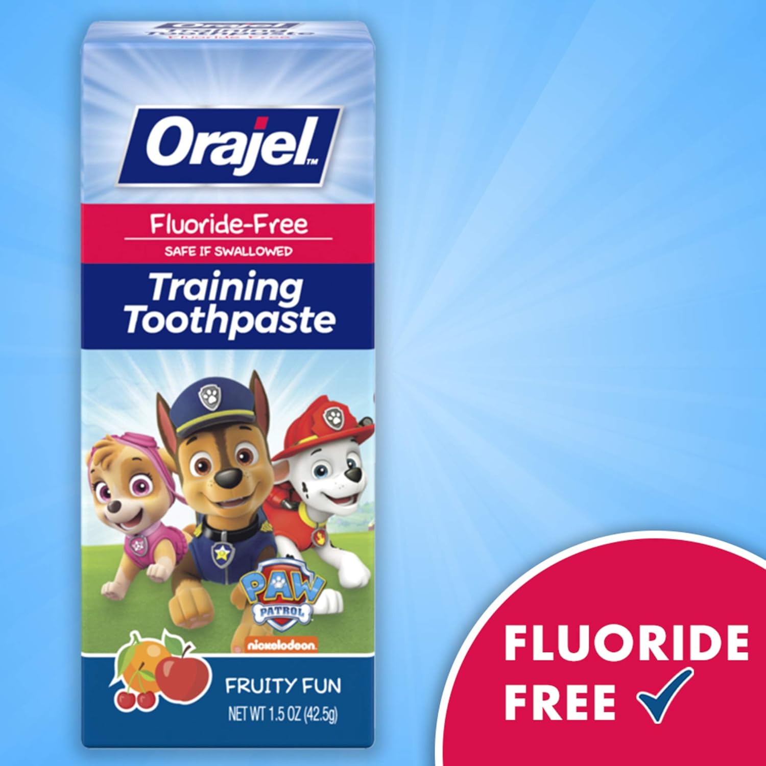 Orajel PAW Patrol Fluoride-Free Training Toothpaste, Fruity Fun, 1.5 oz. : Toothpaste Baby : Grocery & Gourmet Food
