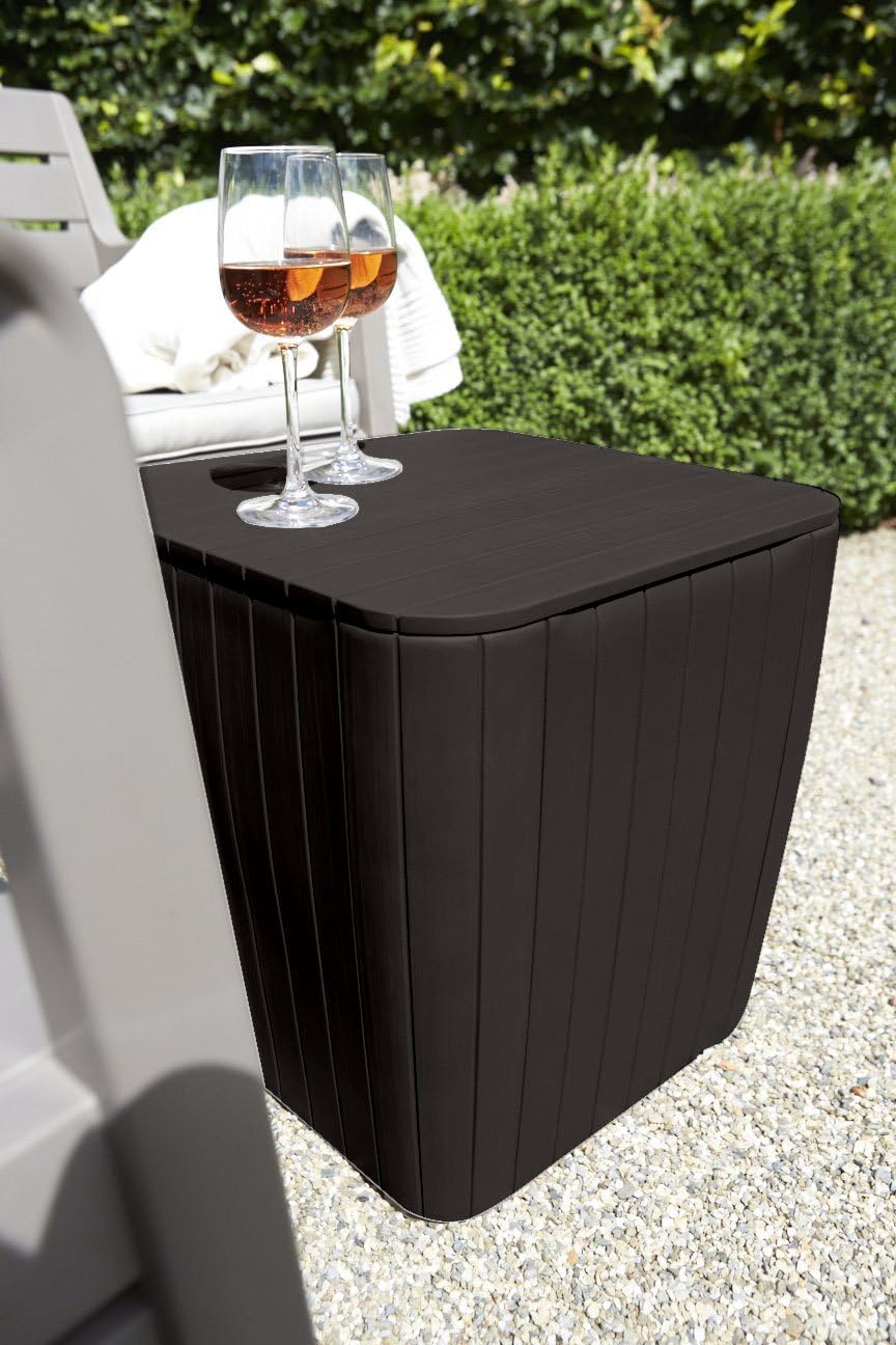 Keter Resin Luzon Outdoor Table with Extra Hidden Storage for Cushions and Patio Decor, Matte Brown : Garden & Outdoor
