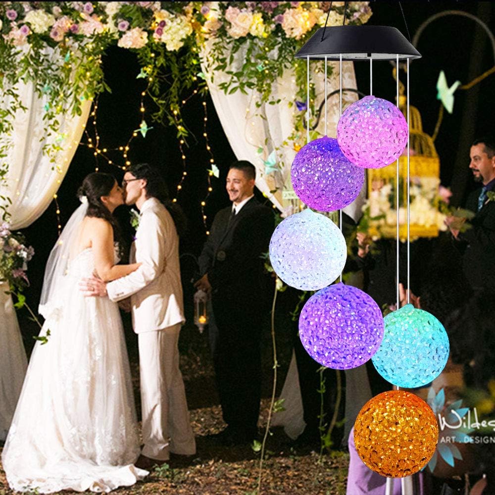 Wind chimes Color Changing Solar Power Wind Chime Crystal Ball Wind chimes Mobile Portable Waterproof Outdoor Decorative Romantic Wind Bell Light for Patio Yard Garden Home (2 pack Crystal Ball) : Garden & Outdoor
