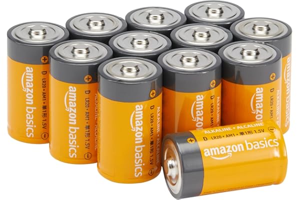 AmazonBasics D Cell 1.5 Volt Everyday Alkaline Battery - 12-Pack